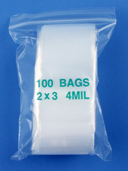 2x3 4mil clear zipper bags, pack of 100