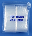 2x8 2mil clear zipper bags, pack of 100