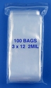 3x12 2mil clear zipper bags, pack of 100