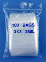 3x3 2mil clear zipper bags, pack of 100