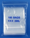 4x4 2mil clear zipper bags, pack of 100