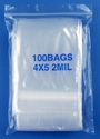 4x5 2mil clear zipper bags, pack of 100