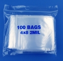 4x8 2mil clear zipper bags, pack of 100