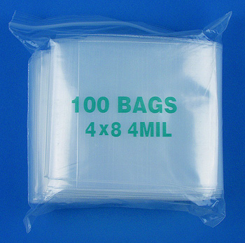 4x8 4mil clear zipper bags, pack of 100