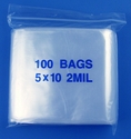5x10 2mil clear zipper bags, pack of 100
