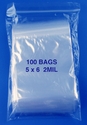 5x6 2mil clear zipper bags, pack of 100