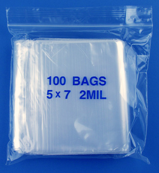 5x7 2mil clear zipper bags, pack of 100