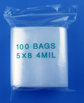5x8 4mil clear zipper bags, pack of 100
