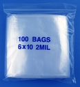 6x10 2mil clear zipper bags, pack of 100