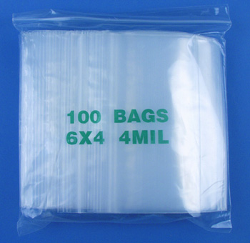 6x4 4mil clear zipper bags, pack of 100