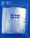 6x6 2mil clear zipper bags, pack of 100