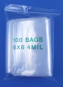 6x6 4mil clear zipper bags, pack of 100