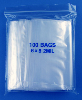 6x8 2mil clear zipper bags, pack of 100