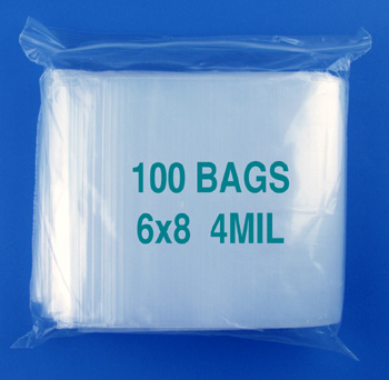 6x8 4mil clear zipper bags, pack of 100