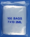 7x10 2mil clear zipper bags, pack of 100