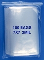 7x7 2mil clear zipper bags, pack of 100