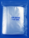 7x8 2mil clear zipper bags, pack of 100