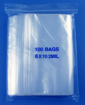 8x10 2mil clear zipper bags, pack of 100