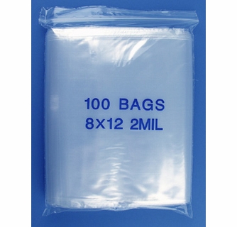 8x12 2mil clear zipper bags, pack of 100