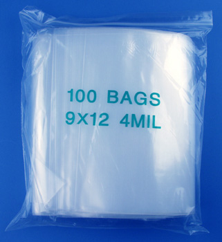9x12 4mil clear zipper bags, pack of 100