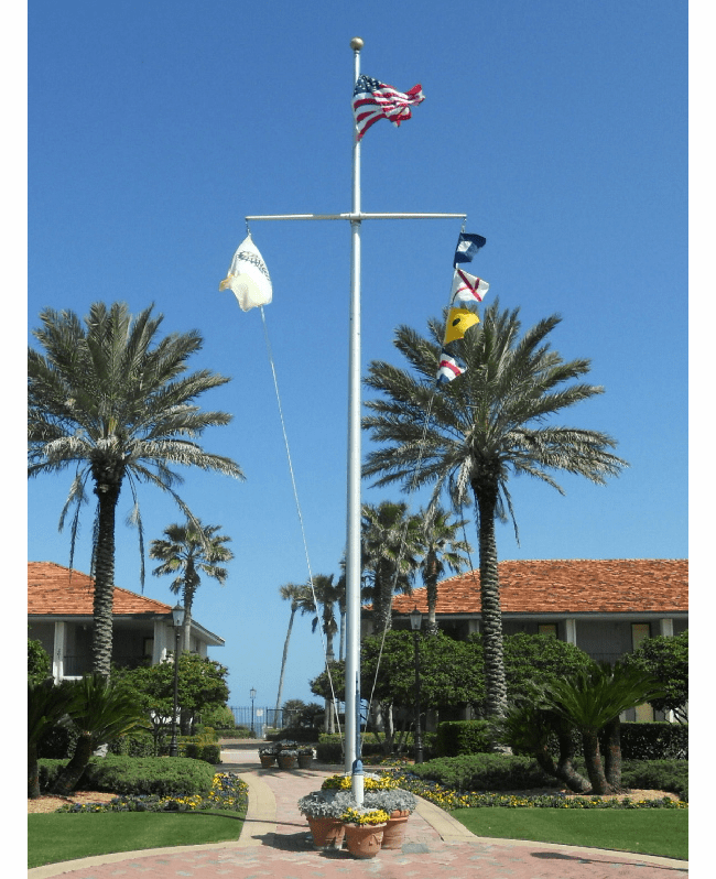 60'  Single Mast W/Yardarm Nautical Aluminum Flagpoles