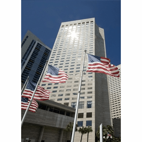 25ft (1) Piece Wind Speed 124 Mph  5 Butt Dia. x .188 Wall Thickness Internal Halyard Winch Aluminum Flagpole