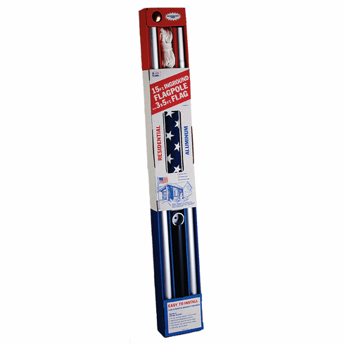 thumbnail image 2 of 10ft Aluminum In-Ground Flag Pole Kit – White, 1" Diameter, With Base, Traditional Style 2 of 6