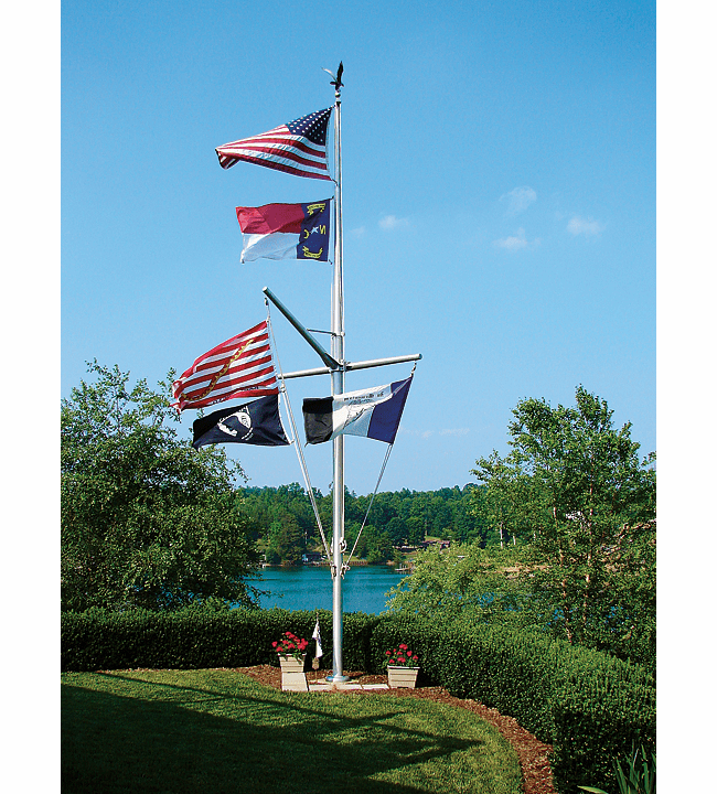 Single Mast Yard Arm & Gaff Nautical  Aluminum Flagpoles