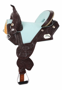 13.5" to 16.5" Circle Y Tammy Fischer Blue Roan Barrel Saddle 1318