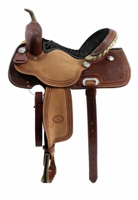 14" - 16" Billy Cook Half Breed Waffle Tooled Barrel Saddle 1907