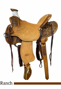 14" - 17" Billy Cook Light Weight Roughout Desert Flower Wade Ranch Saddle 2295