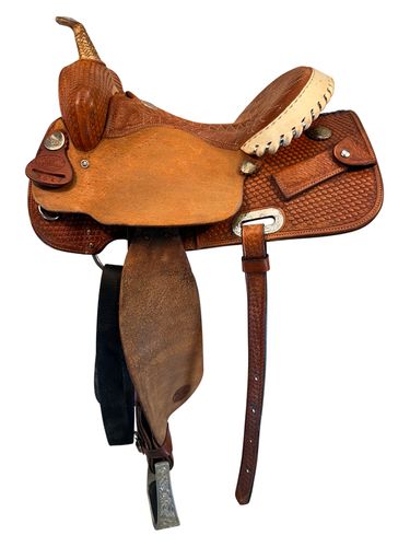 SOLD 2025/07/11 14 Inch Used Billy Cook Barrel Saddle 1527