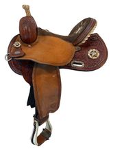 SOLD 2026/01/15e  14 Inch Used Circle Y Lisa Lockhart Fast and Furious Barrel Saddle Wide Flex Tree 1544