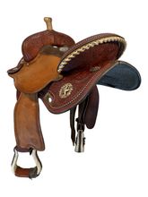 SOLD 2026/01/15e  14 Inch Used Circle Y Lisa Lockhart Fast and Furious Barrel Saddle Wide Flex Tree 1544