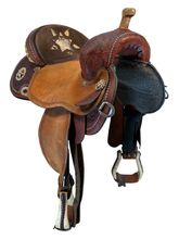 SOLD 2026/01/15e  14 Inch Used Circle Y Lisa Lockhart Fast and Furious Barrel Saddle Wide Flex Tree 1544