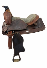 14 Inch Used Custom Roping Saddle Medium Tree 1097