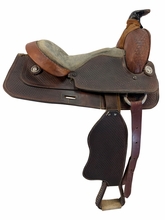 14 Inch Used Custom Roping Saddle Medium Tree 1097