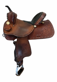 14 Inch Used Diamond Cross Barrel Saddle Medium Tree