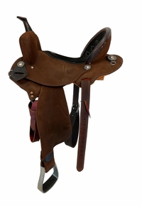 14 Inch Used Double J Barrel Saddle Feather Lite