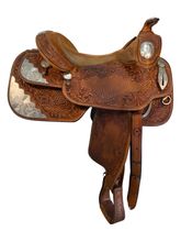 14 Inch Used Silver Mesh Custom Show Saddle Medium Tree