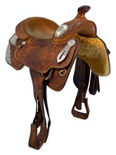 14 Inch Used Silver Mesh Custom Show Saddle Medium Tree