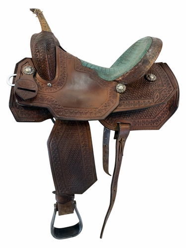 SOLD 2026/07/09  14 Inch Used Triple Creek Saddlery Barrel Saddle Wide Tree