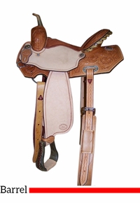 14" to 16" HR Hud Roberts Barrel Diagonal Corners Hand Tooled Floral Saddle 388