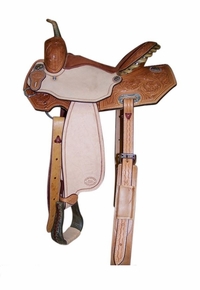 14" to 16" HR Hud Roberts Barrel Diagonal Corners Hand Tooled Floral Saddle 388