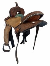 HOLD 2026/04/08j  15.5Inch Used Allen Ranch Saddle Shop Barrel Saddle Medium Tree