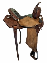 HOLD 2026/04/08j  15.5Inch Used Allen Ranch Saddle Shop Barrel Saddle Medium Tree