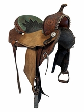 HOLD 2026/04/08j  15.5Inch Used Allen Ranch Saddle Shop Barrel Saddle Medium Tree