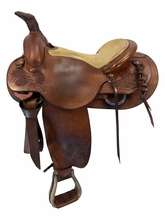 15.5Inch Used B Leibold Ranch Roping Saddle Medium Tree 2843