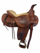15.5Inch Used B Leibold Ranch Roping Saddle Medium Tree 2843