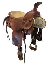 15.5Inch Used B Leibold Ranch Roping Saddle Medium Tree 2843